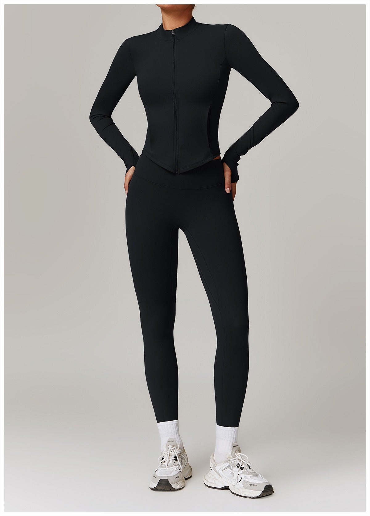 Zoe Zip Top and Legging Set Black