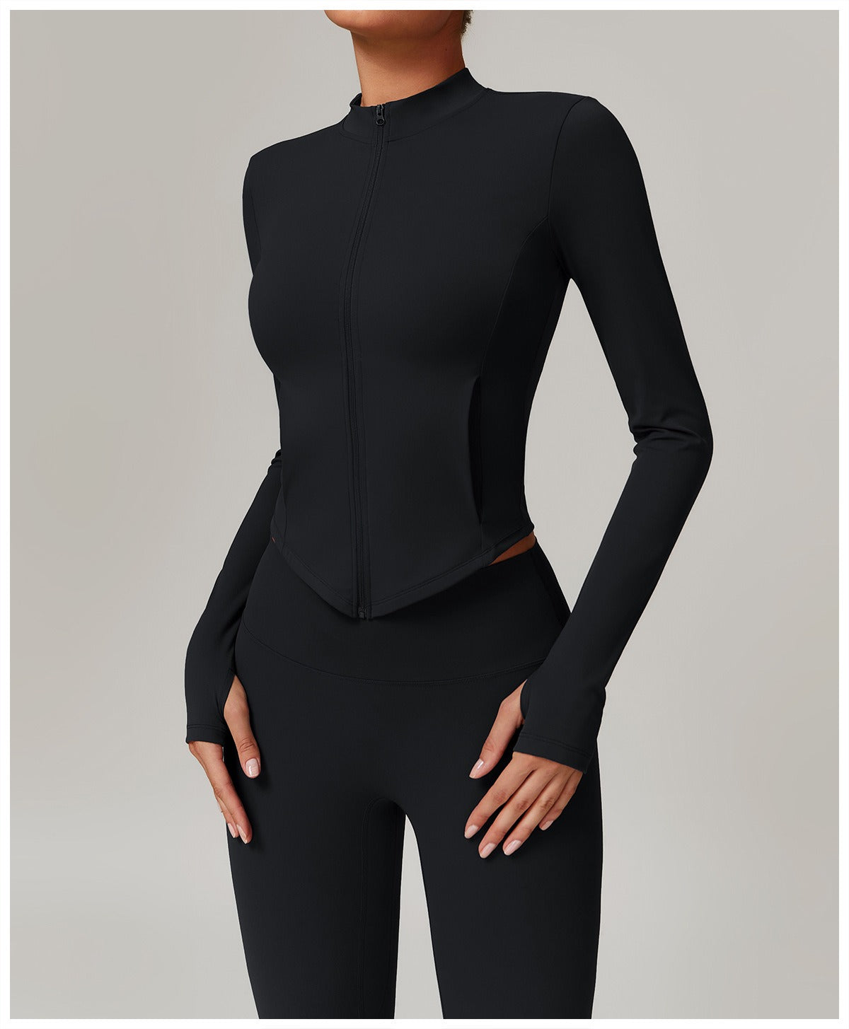 Zoe Zip Top and Legging Set Black
