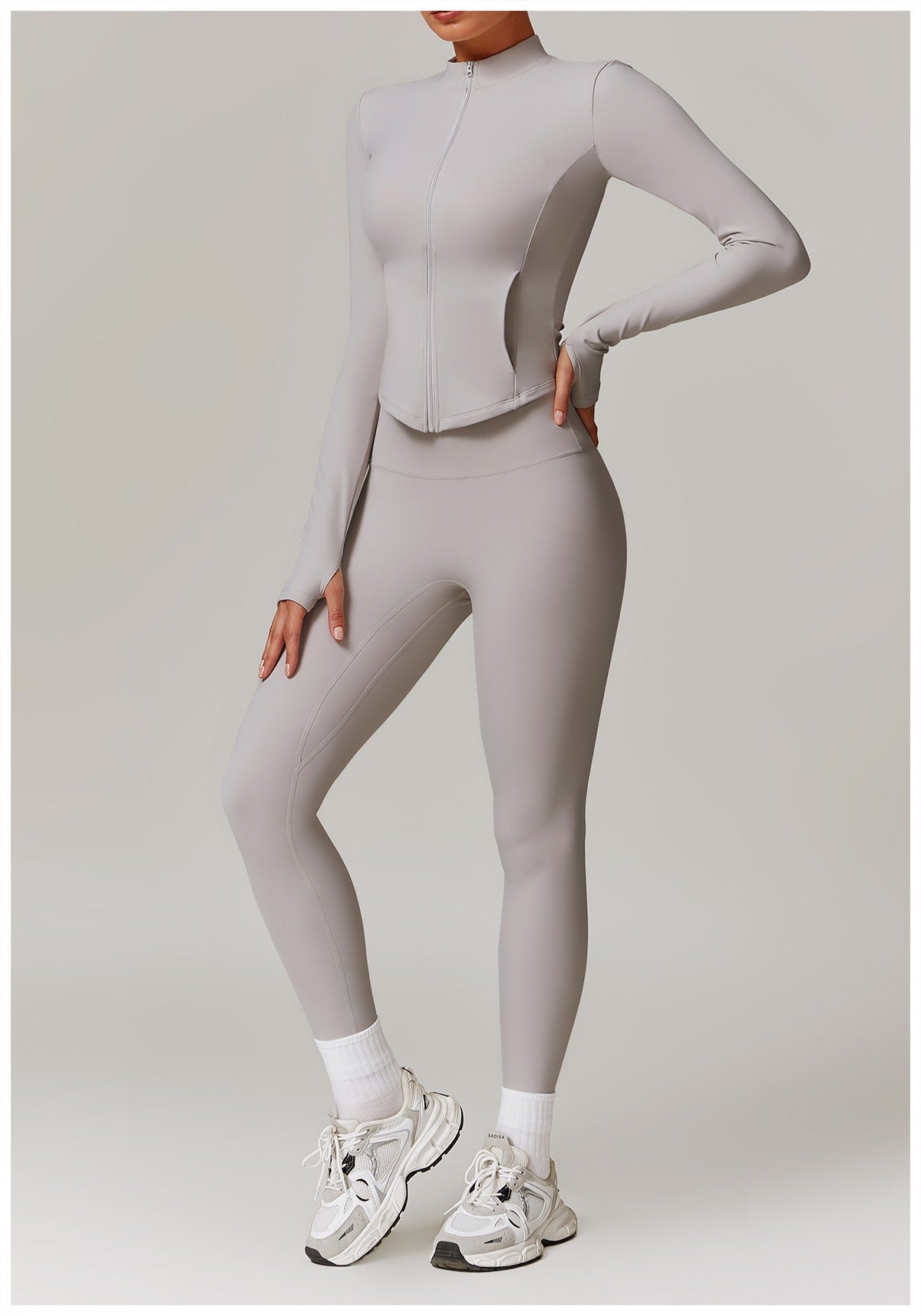 Zoe Zip Top and Legging Set Grey