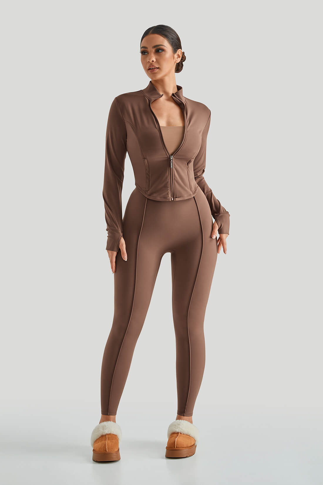 Kate Casual Pant Set Brown