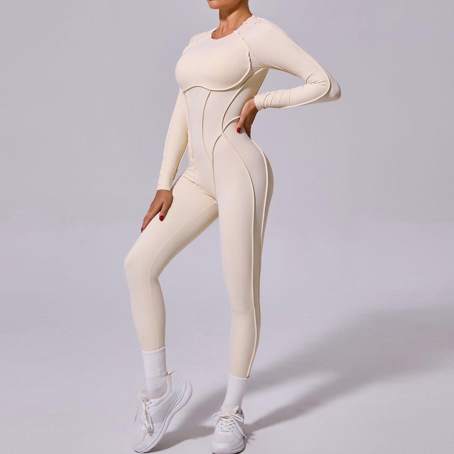 Gianna Long Sleeve Jumpsuit Cream