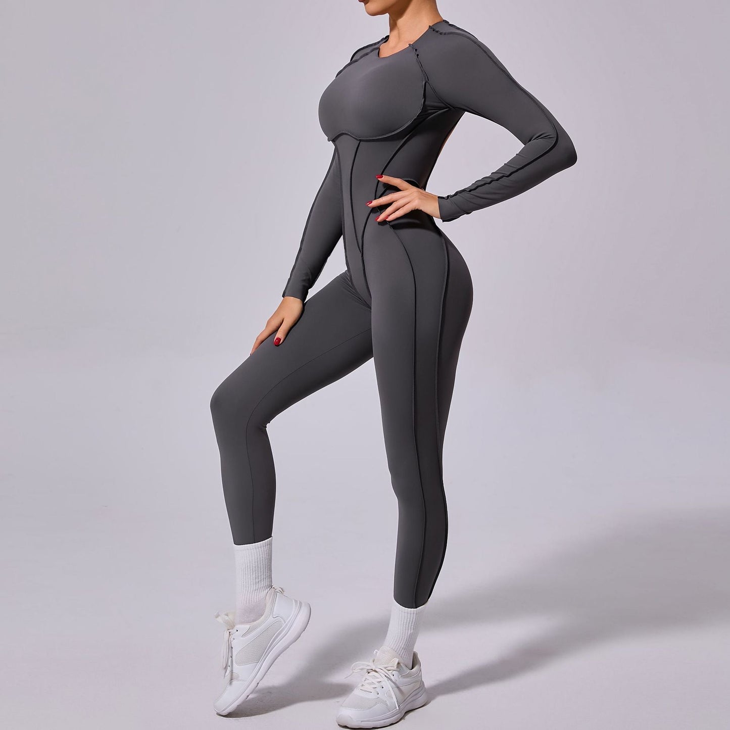 Gianna Long Sleeve Jumpsuit Grey