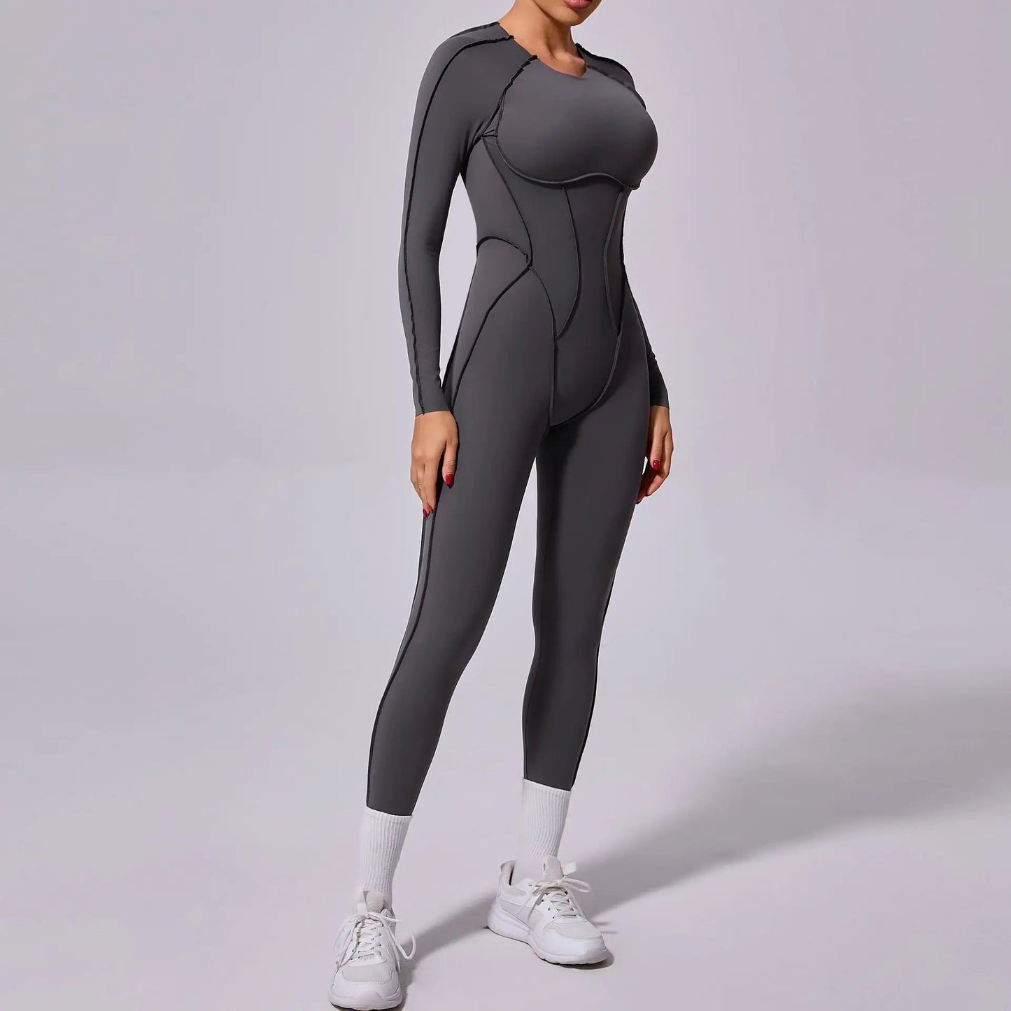 Gianna Long Sleeve Jumpsuit Grey