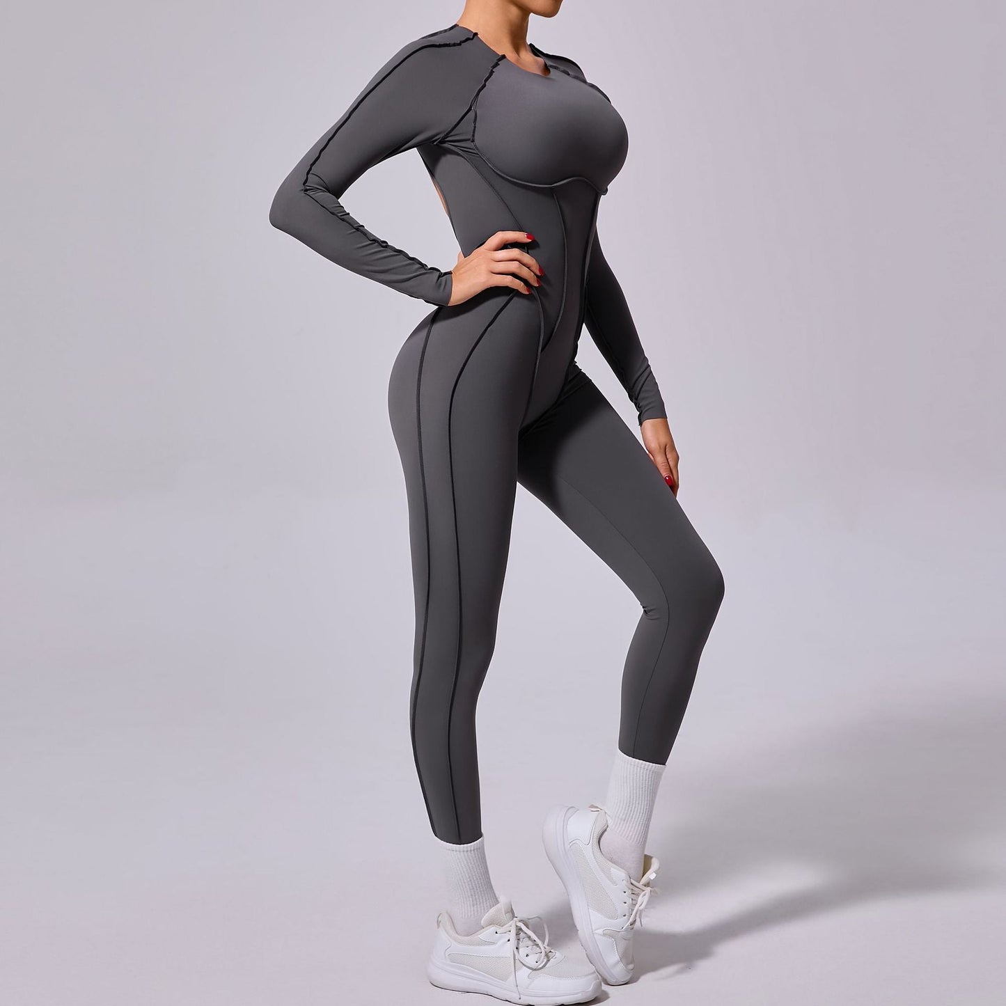 Gianna Long Sleeve Jumpsuit Grey