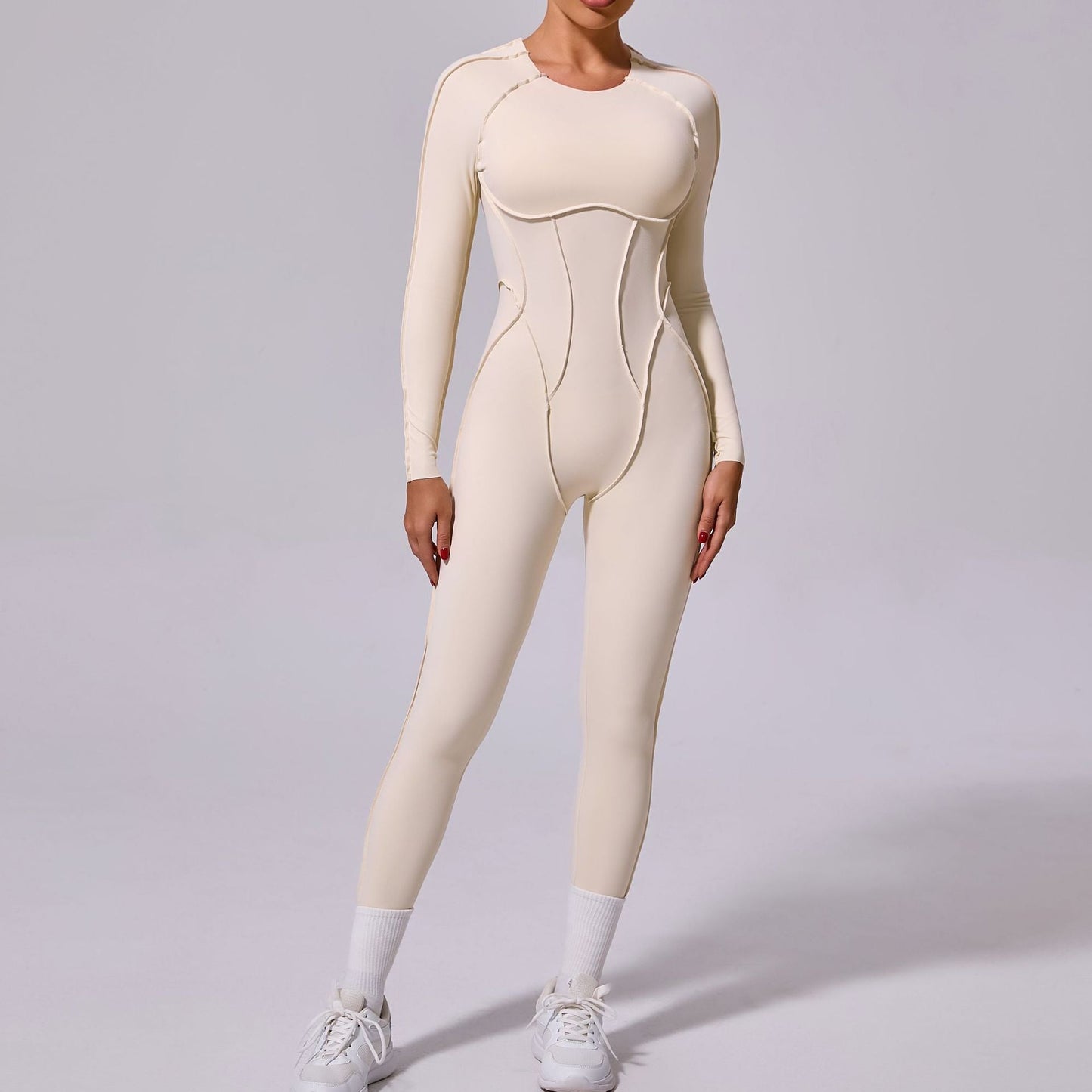 Gianna Long Sleeve Jumpsuit Cream