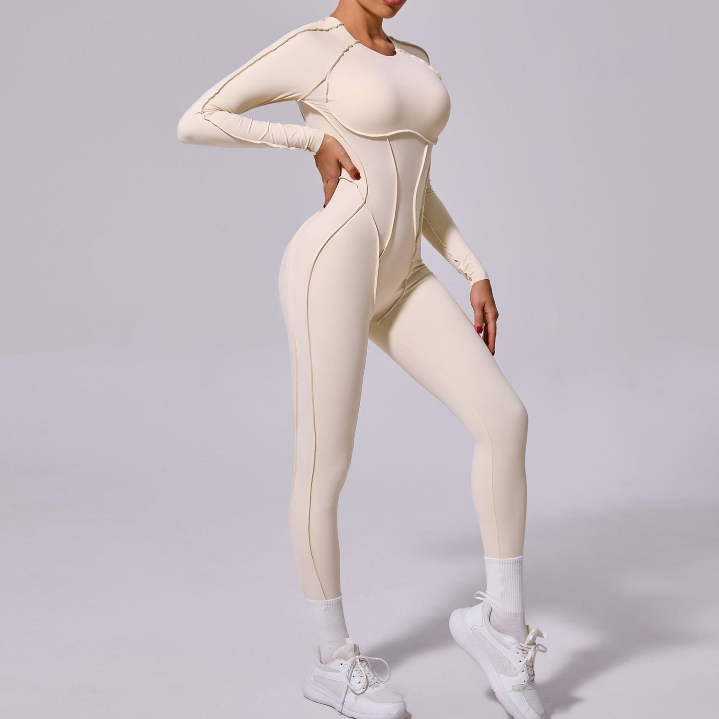 Gianna Long Sleeve Jumpsuit Cream